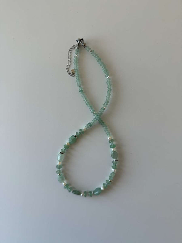 GREEN JADE GEMSTONE PEARL NECKLACE