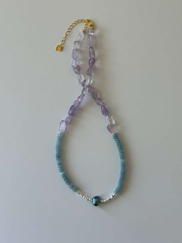 AMETHYS AND BLUE GEMSTONE NECKLACE