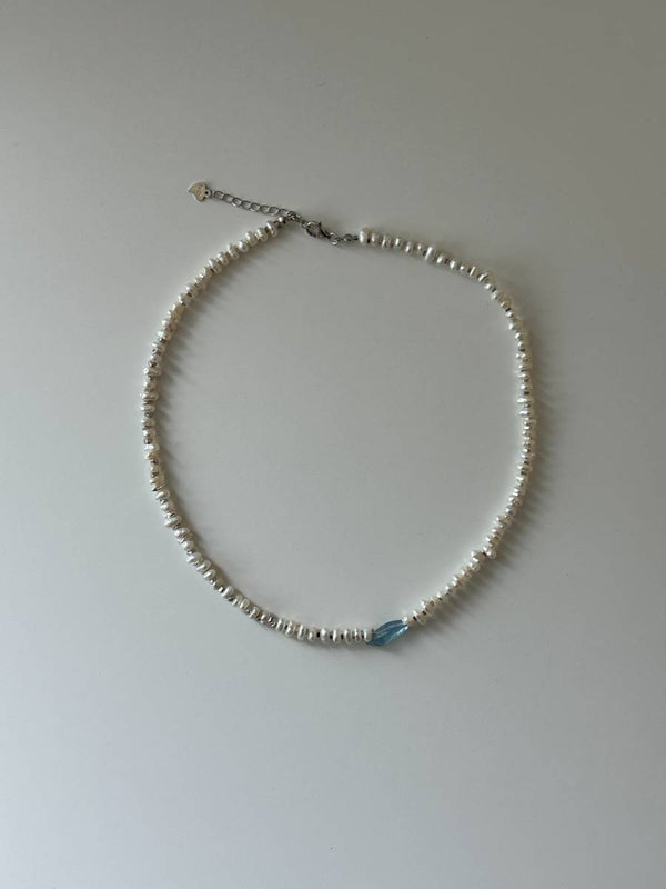 SILVER SHARDS WHITE PEARL CHOKER NECKLACE